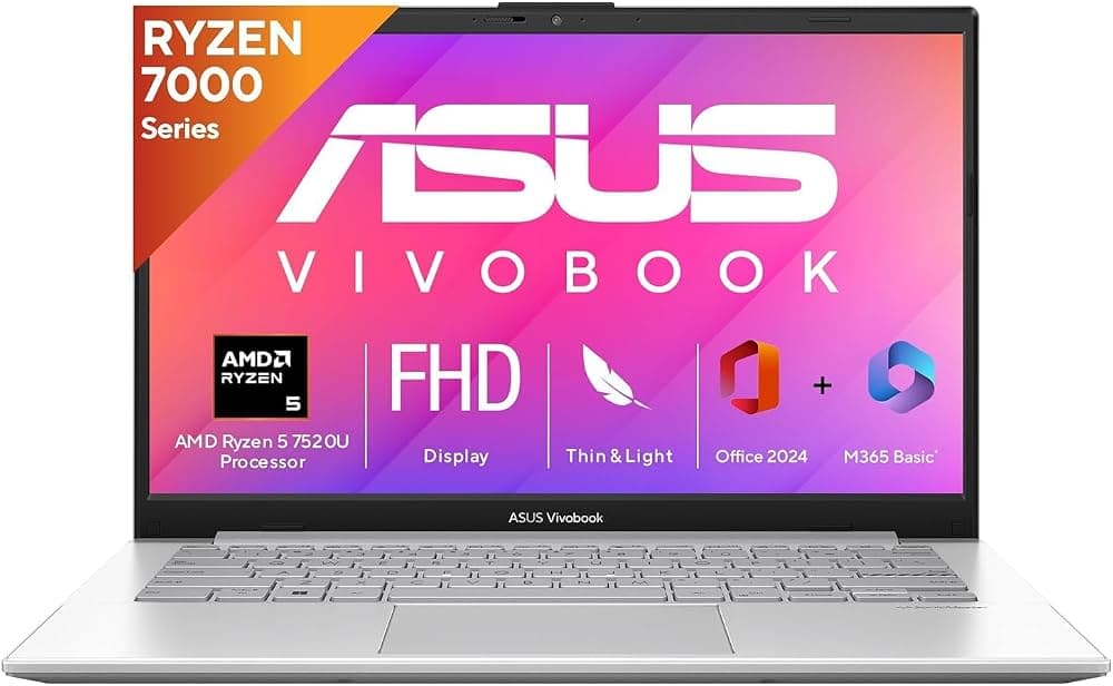 ASUS Vivobook Go 14 E1404FA front with stickers